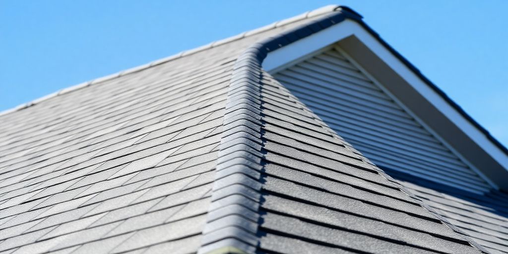Well-maintained roof with blue sky backdrop.