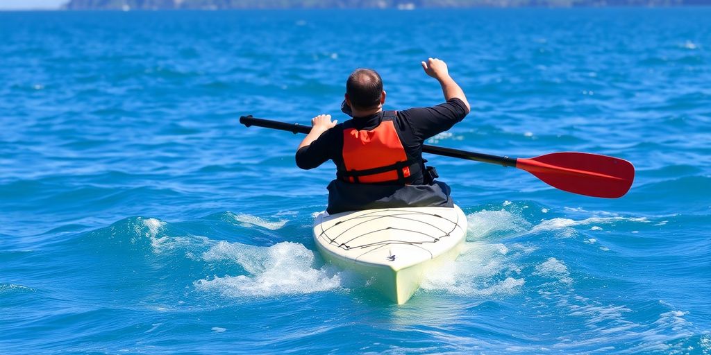 Kayaker rolling in blue water