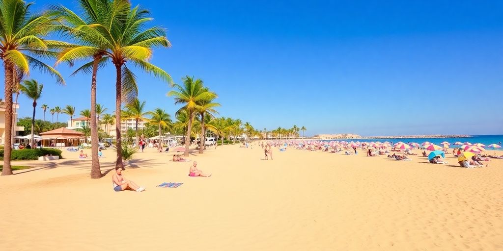 Vibrant beach scene at RIU Baja California.