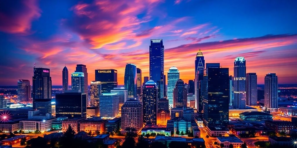 Dallas skyline featuring modern buildings and financial district.