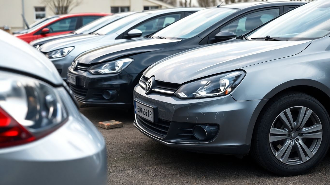 Nahaufnahme beschädigter Autoteile bei einer Fahrzeuginspektion.