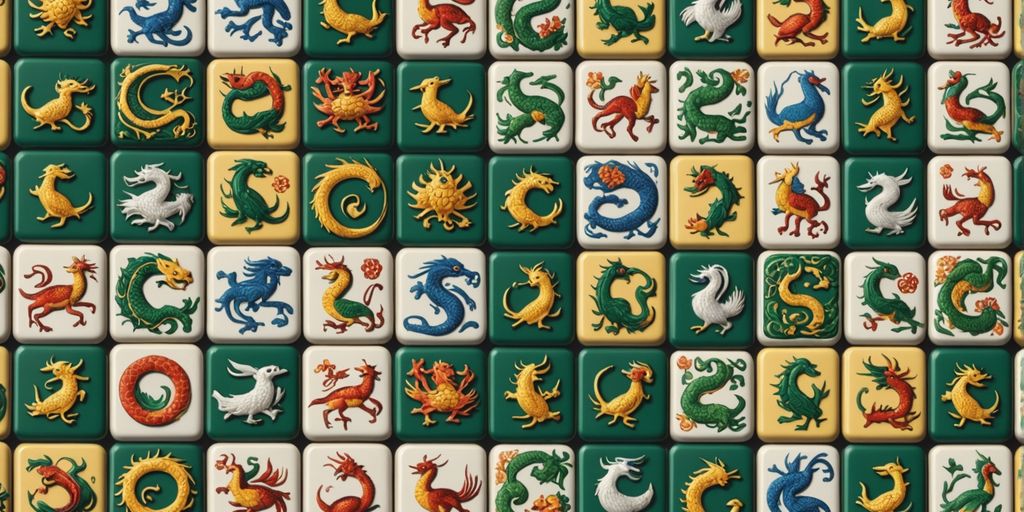 Mahjong animal tiles with intricate designs