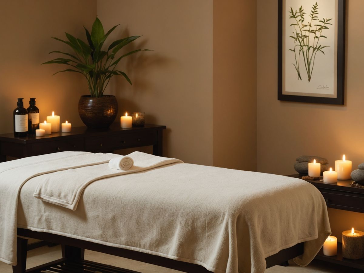 Serene spa setting with massage table