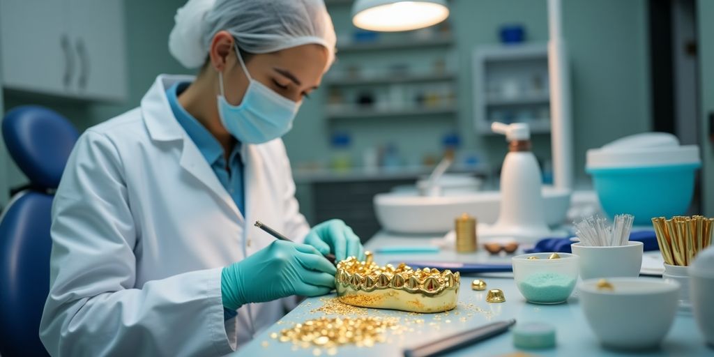 Technicien dentaire recyclant de l'or dans un laboratoire.