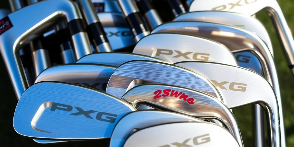 Close-up of shiny PXG wedges.