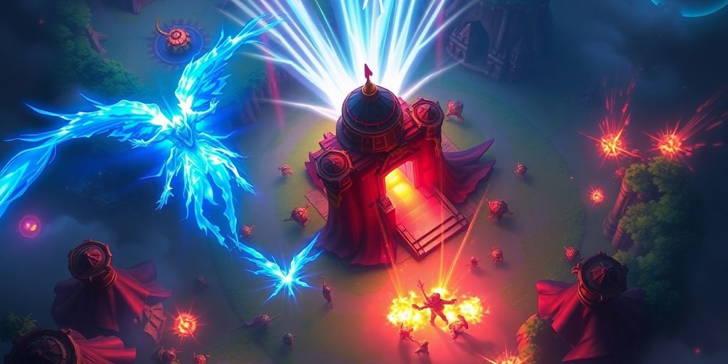 Summoner's Rift battle, champions clashing.