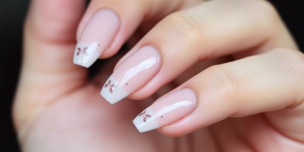 Unhas com esmalte em gel e desenhos pequenos