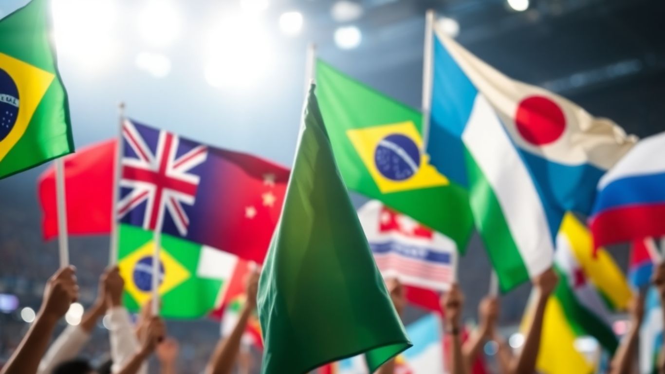 Drapeaux de pays qualifiés pour la Coupe du Monde 2026.