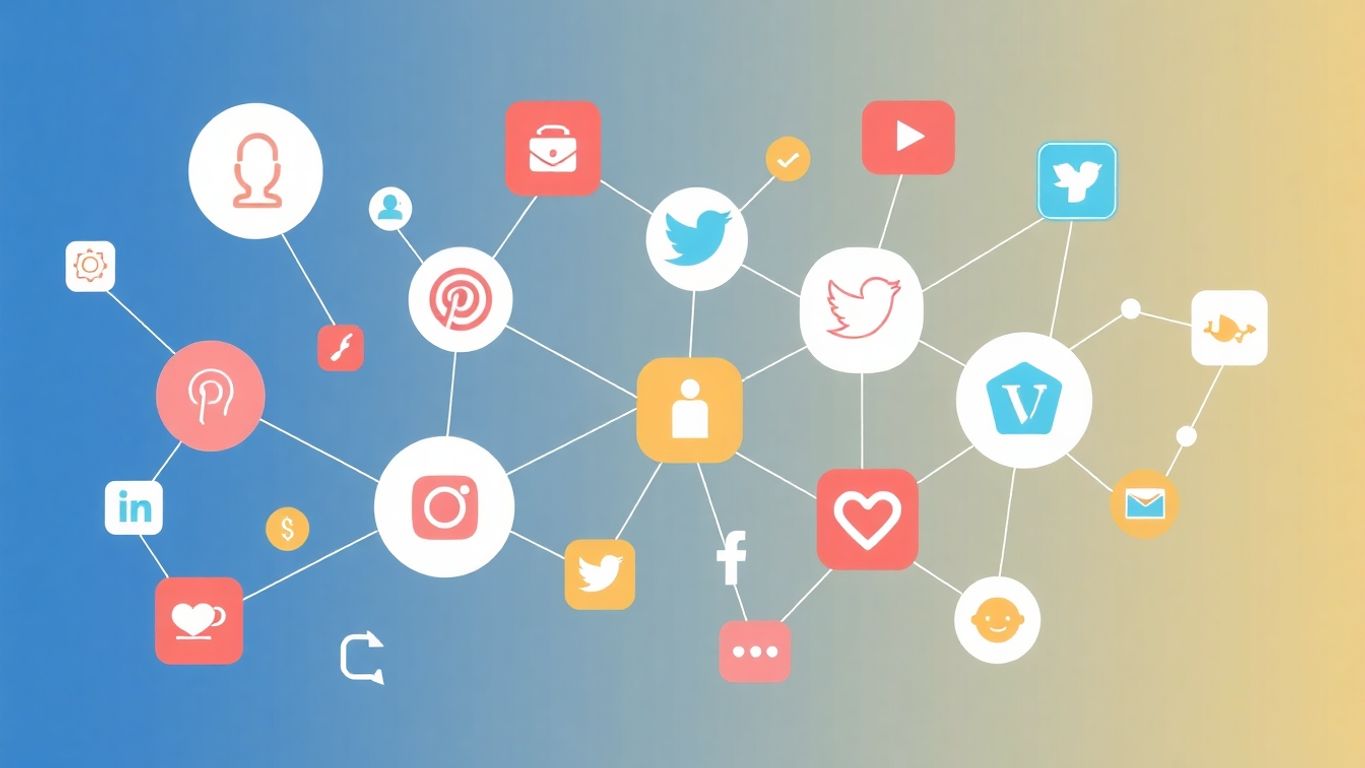 Ikoner for sosiale medier med moderne illustrasjoner.