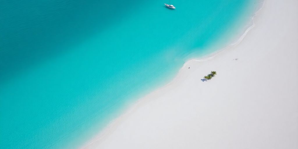 Turks and Caicos turquoise water and white sand beach.
