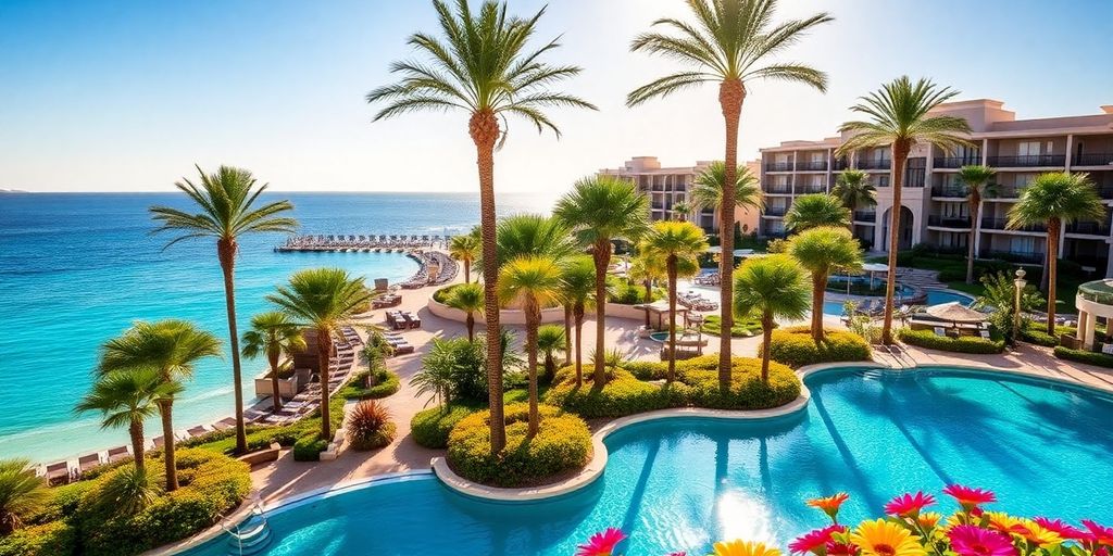 Luxurious resort pool at Grand Fiesta Americana Los Cabos.