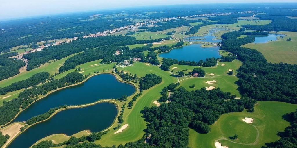 Aerial view of Valhalla Golf Club's lush fairways.