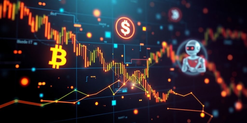 Cryptocurrency trading bots executing trades.