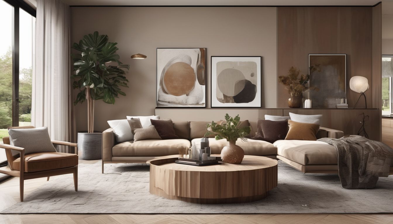 modern living room with earthy neutral colors