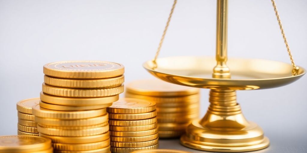 Pièces d'or et balance, montrant l'usufruit.
