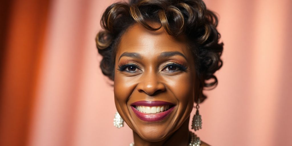 Cissy Houston smiling warmly in a colorful background.