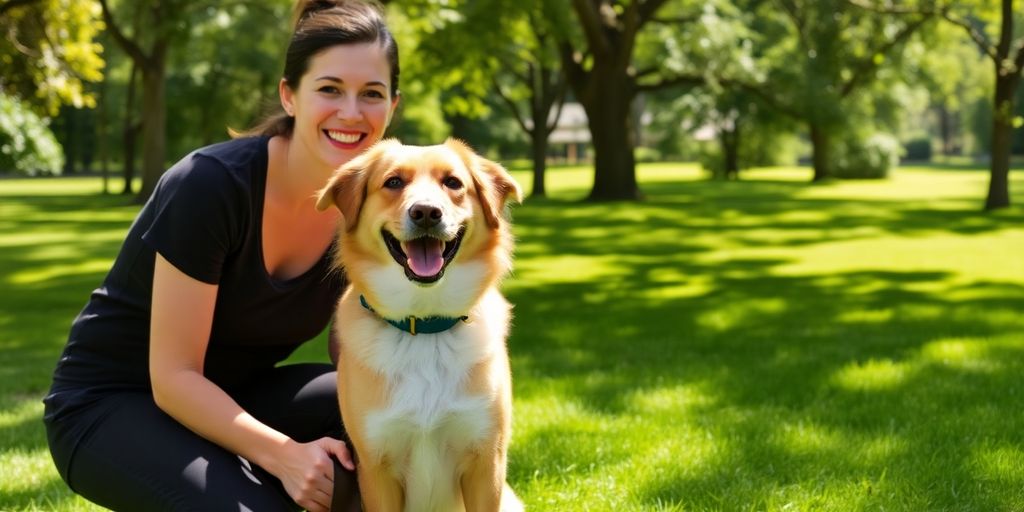 Happy dog and trainer in Eastern Suburbs park