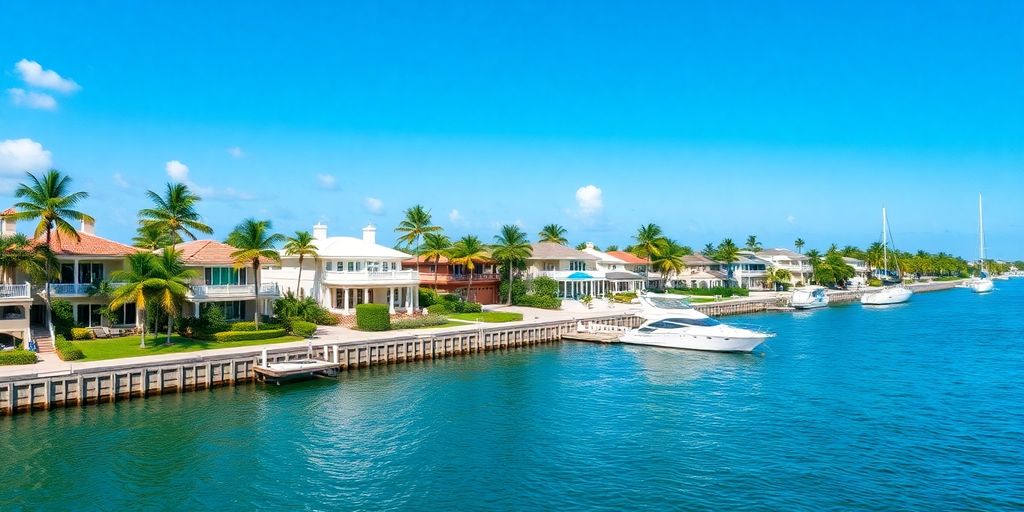 Vibrant waterfront homes in Palm Beach, Florida.
