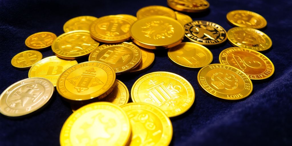 Coins en or de différentes tailles et designs.