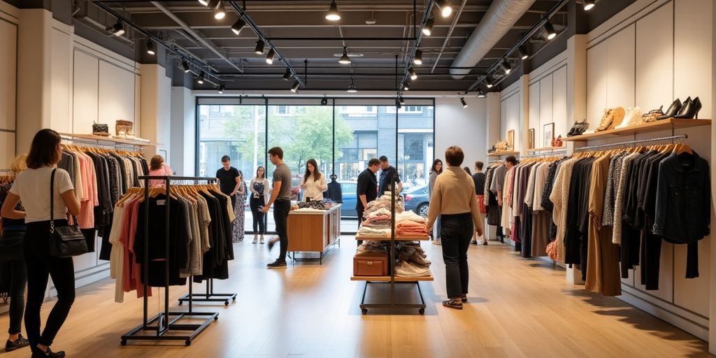 Modegeschäft von Peek & Cloppenburg mit Kleidungsstücken.