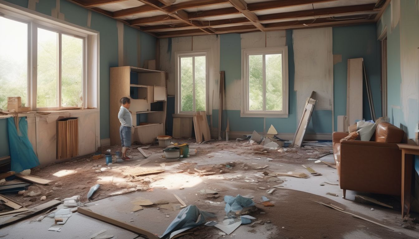 family living in a house under renovation