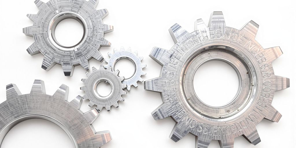 Gears connecting, forming a chain.