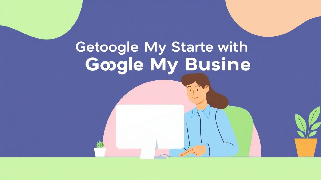 Illustrasjon av en bedriftseier ved en datamaskin.