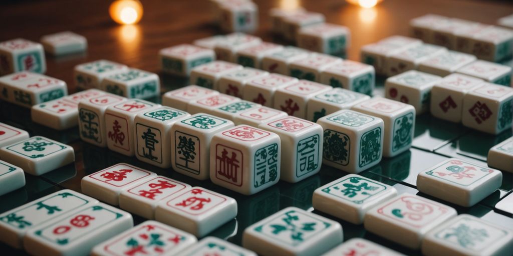 Mahjong tiles with highlighted bonus tiles in the center.
