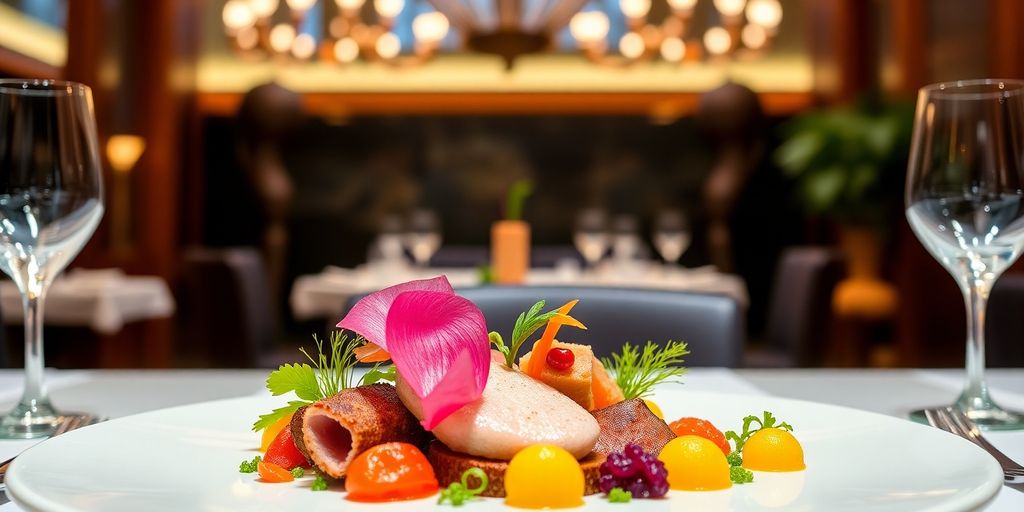 Gourmet dish at Mandarin Oriental Macau restaurant.