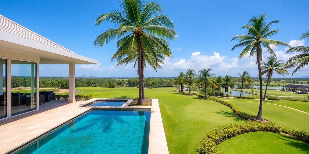 Luxury villa by golf course in Thailand.