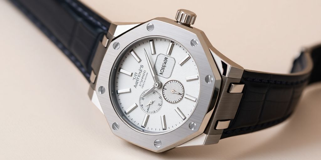 Close-up of an Audemars Piguet watch.