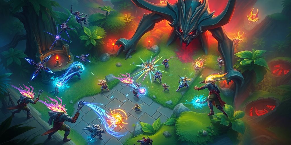 League of Legends champions battle on Summoner's Rift.