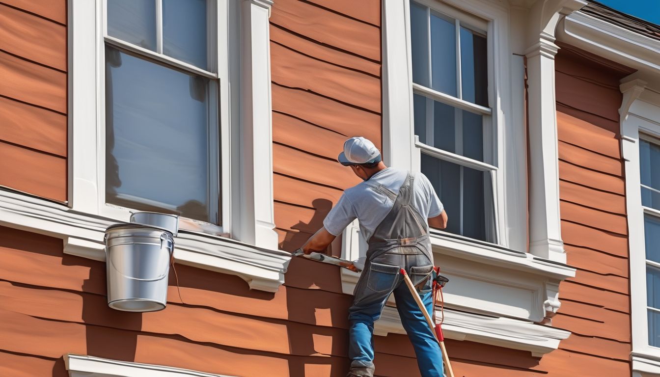 professional painter working on a house exterior