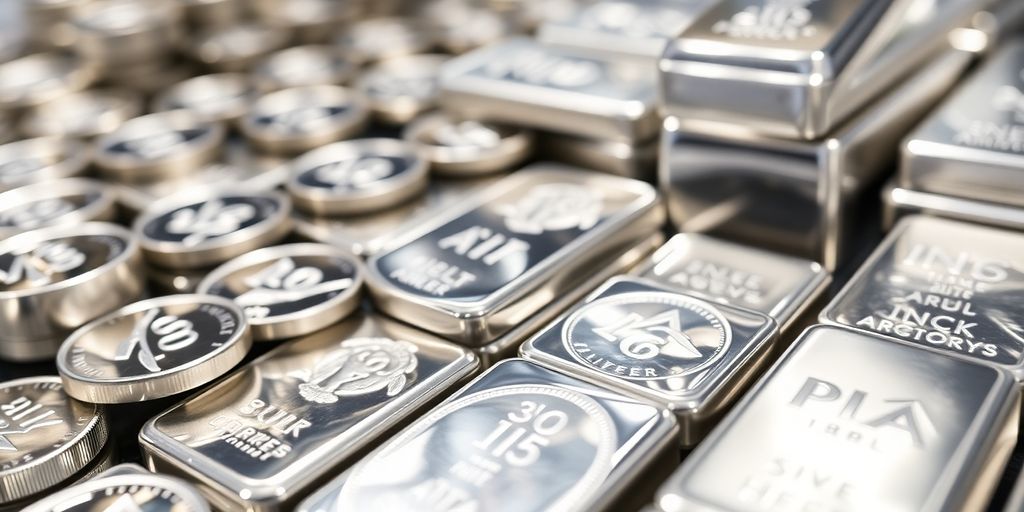 Pièces et lingots d'argent en boutique physique.