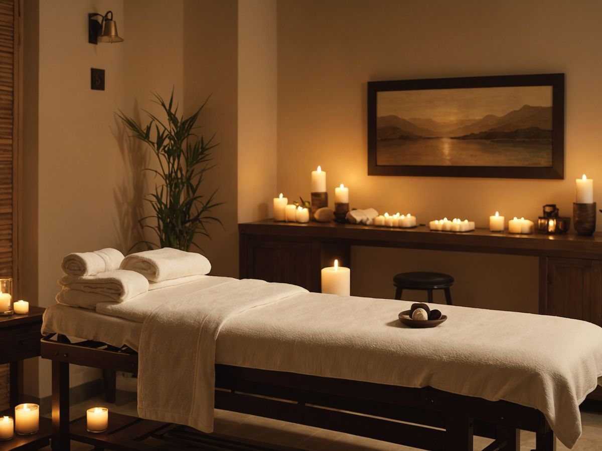 Serene spa setting with massage table