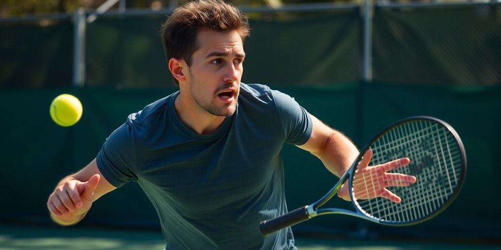Ion Țiriac în acțiune pe terenul de tenis.