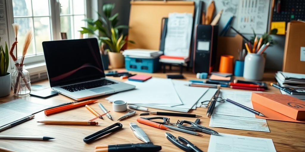A well-organized workspace for DIY business setup.