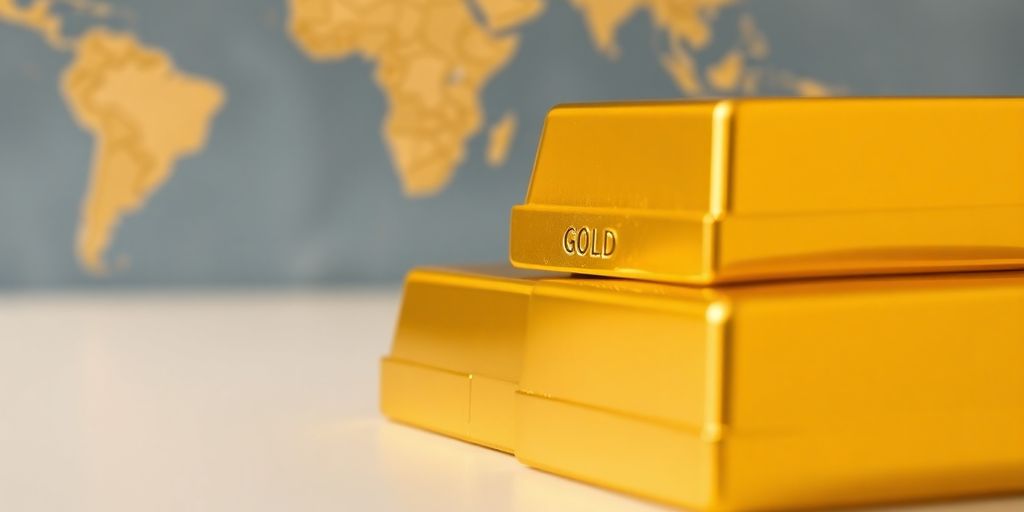 Lingots d'or et carte du monde