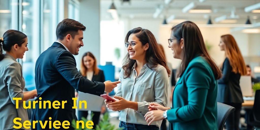 Empleados colaborando en un ambiente de oficina positivo.