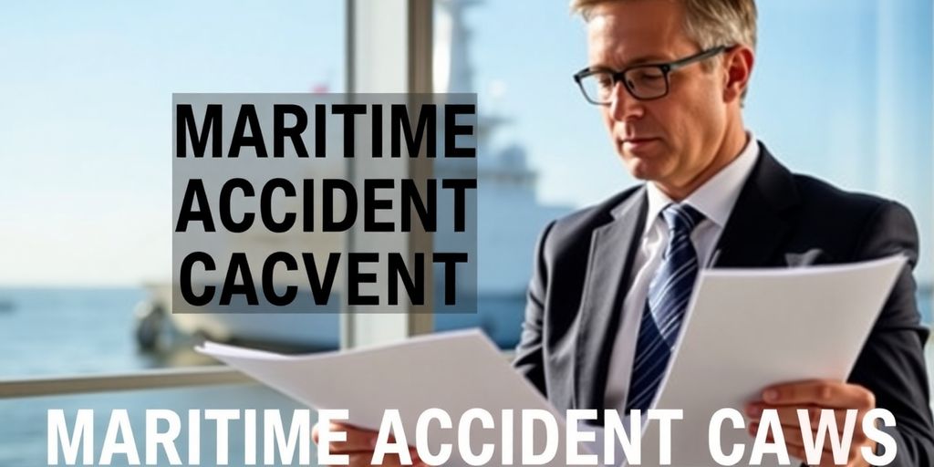 Maritime attorney reviewing legal documents by the ocean.
