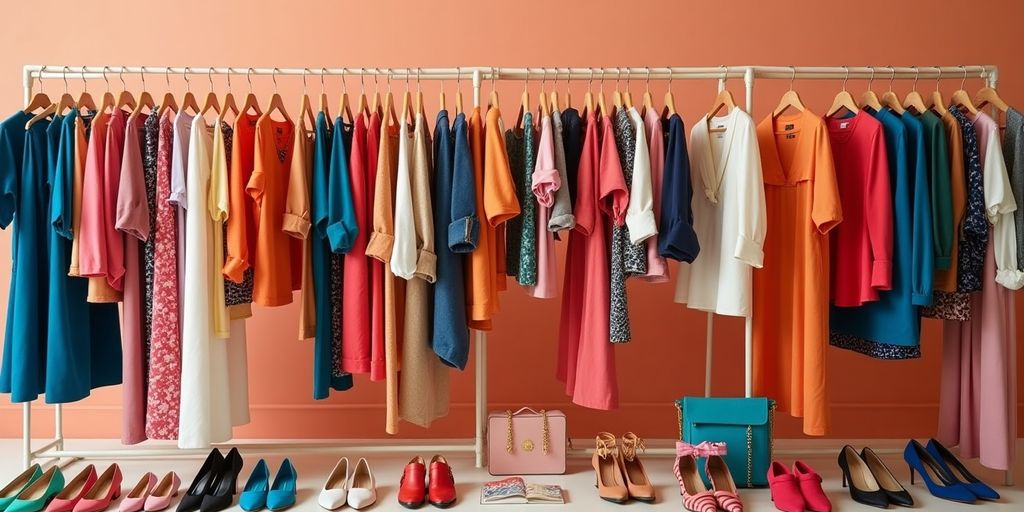 Vielfältige Zalando Produkte in einer ansprechenden Anordnung.