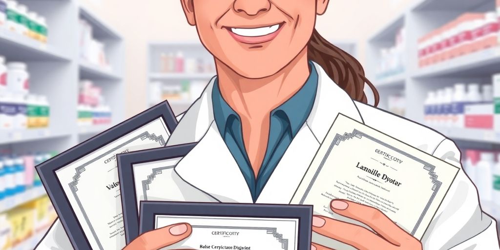 Pharmacist with certifications.