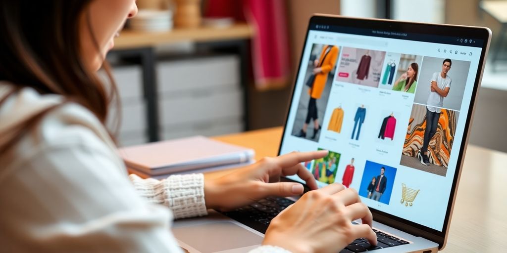 Kupac koristi online prodavnicu na laptopu.