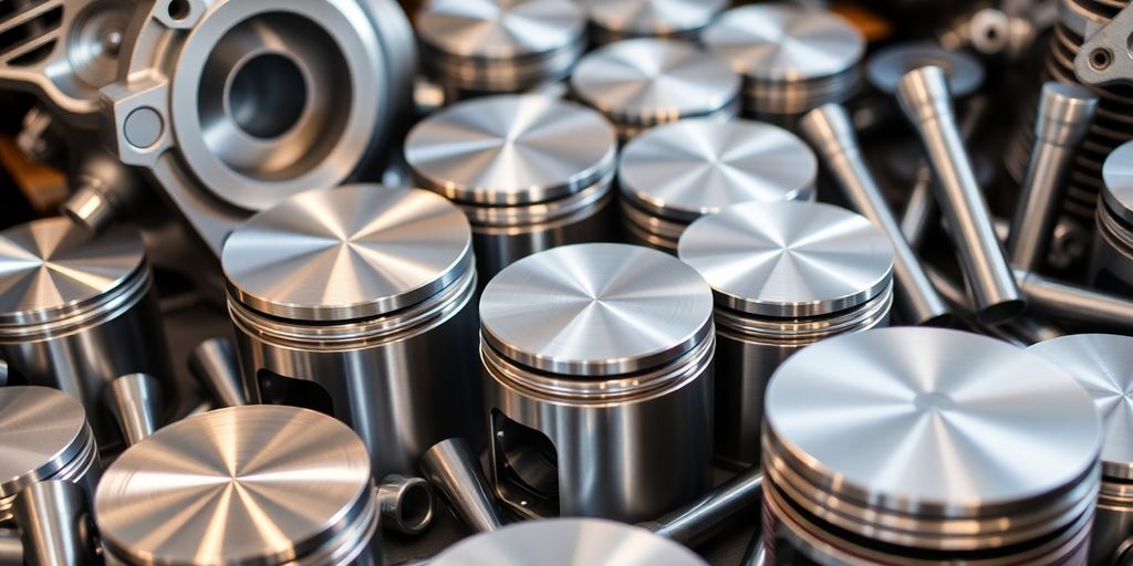Genuine Honda engine components neatly arranged.