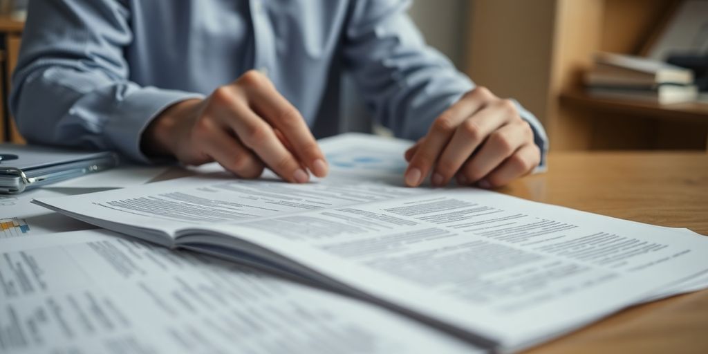 Person analyzing cryptocurrency documents with focused expression.
