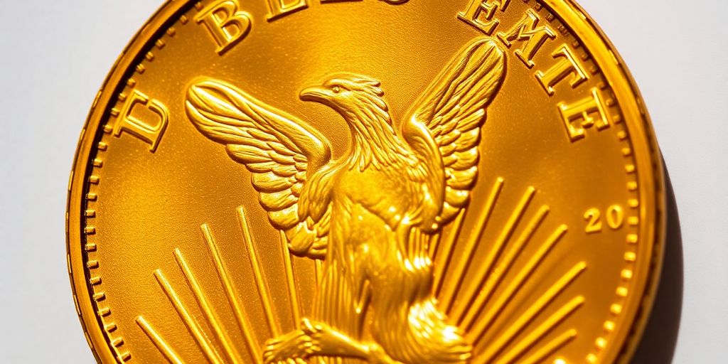 Une pièce d'or américaine Double Eagle de 20 dollars.