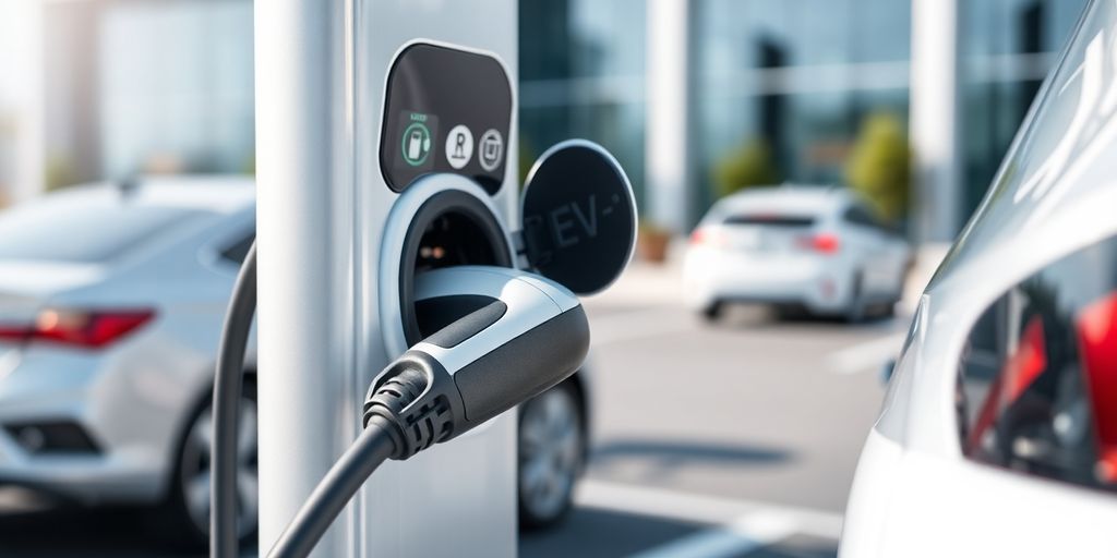 EV charging station at a business.