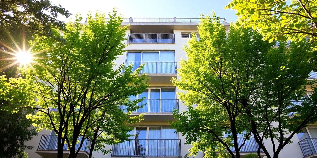 Edificio de apartamentos con balcón en Bilbao.