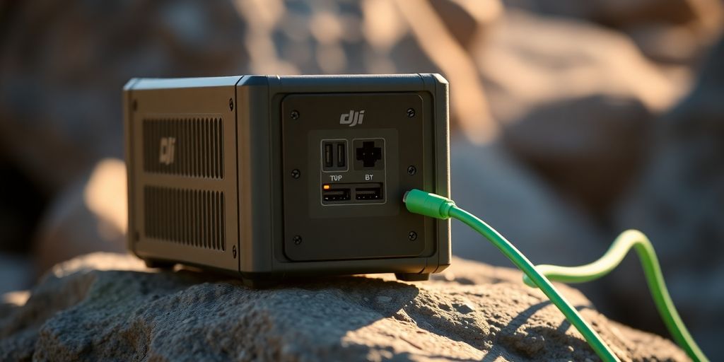 Centrale électrique portable DJI Power 2000 en action.