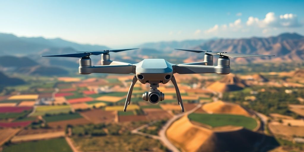 Drone survolant un paysage marocain diversifié.